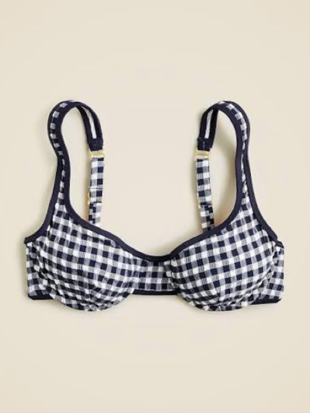 J. Crew Heritage Navy and White Gingham Underwire Bikini Top